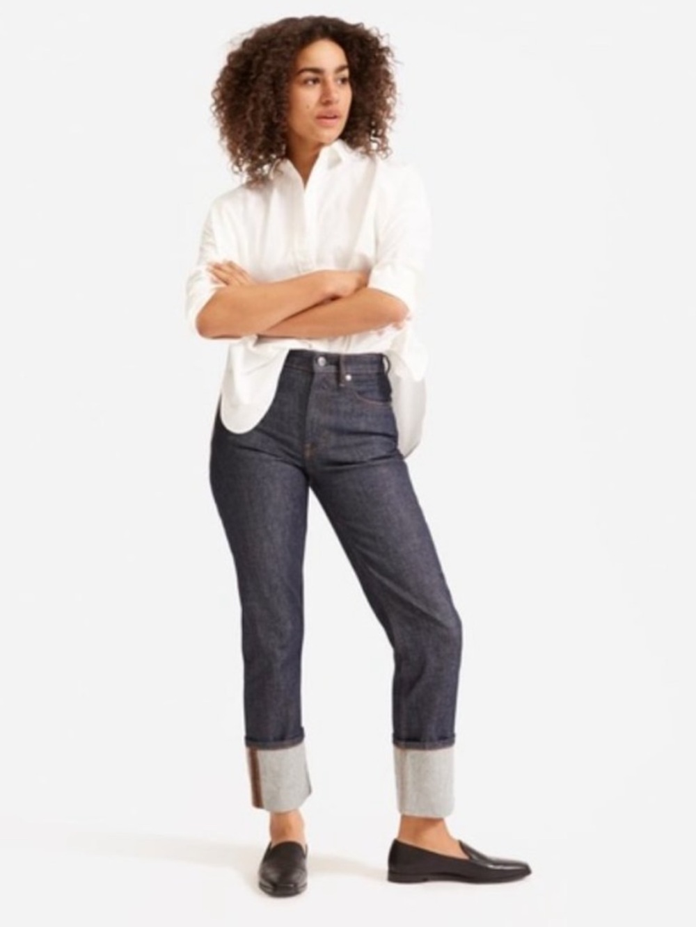 Everlane The High Rise Straight Jean Deep Indigo Blue